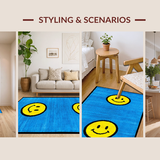 Ultra Soft Area Rug, Non Slip, Stain Resistant, Washable Area Rugs for Living Room, Bedroom, Quirky Blue Nostalgic Style(Blue)