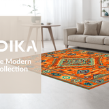 Ultra Soft Area Rug, Non Slip, Stain Resistant, Washable Area Rugs for Living Room, Bedroom, Artistic Bright Mosaic Arrangement(Orange)