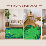 Ultra Soft Area Rug, Non Slip, Stain Resistant, Washable Area Rugs for Living Room, Bedroom, Vibrant Eclectic Insect Design(Green)