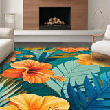 Ultra Soft Area Rug, Non Slip, Stain Resistant, Washable Area Rugs for Living Room, Bedroom, Stylish Contemporary Nature-Inspired Arrangement(Orange)