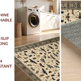 Ultra Soft Area Rug, Non Slip, Stain Resistant, Washable Area Rugs for Living Room, Bedroom, Classic Earth Tones with Insects(Beige)