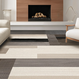 Ultra Soft Area Rug, Non Slip, Stain Resistant, Washable Area Rugs for Living Room, Bedroom, Dynamic Earthtone Linear Motif(Beige)