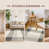 Ultra Soft Area Rug, Non Slip, Stain Resistant, Washable Area Rugs for Living Room, Bedroom, Unique Earth Tone Graphic Pattern(Beige)