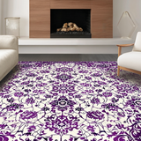 Ultra Soft Area Rug, Non Slip, Stain Resistant, Washable Area Rugs for Living Room, Bedroom, Cozy Earth Tone Vintage Print(Purple)