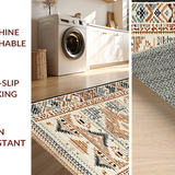 Ultra Soft Area Rug, Non Slip, Stain Resistant, Washable Area Rugs for Living Room, Bedroom, Classic Vintage Medallion Burst(Beige)