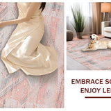 Ultra Soft Area Rug, Non Slip, Stain Resistant, Washable Area Rugs for Living Room, Bedroom, Stylish Vintage-inspired Lattice Theme(Pink)