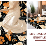 Ultra Soft Area Rug, Non Slip, Stain Resistant, Washable Area Rugs for Living Room, Bedroom, Elegant Floral-Insect Hybrid Design(Black)