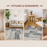Ultra Soft Area Rug, Non Slip, Stain Resistant, Washable Area Rugs for Living Room, Bedroom, Slate Colored Modern Linear Arrangement(Gray)