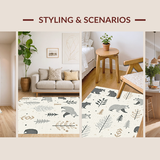 Ultra Soft Area Rug, Non Slip, Stain Resistant, Washable Area Rugs for Living Room, Bedroom, Charming Woodland Animal Aesthetic(Beige)
