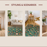Ultra Soft Area Rug, Non Slip, Stain Resistant, Washable Area Rugs for Living Room, Bedroom, Rustic Green Botanical Inspiration(Green)
