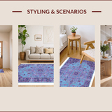 Ultra Soft Area Rug, Non Slip, Stain Resistant, Washable Area Rugs for Living Room, Bedroom, Vibrant Vintage Abstract Pattern(Blue)