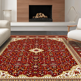 Ultra Soft Area Rug, Non Slip, Stain Resistant, Washable Area Rugs for Living Room, Bedroom, Artful Ornate Symmetrical Border(Red)