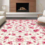 Ultra Soft Area Rug, Non Slip, Stain Resistant, Washable Area Rugs for Living Room, Bedroom, Vibrant Tropical Bloom Design(White)