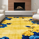Ultra Soft Area Rug, Non Slip, Stain Resistant, Washable Area Rugs for Living Room, Bedroom, Colorful Geometric Tiled Motif(Gold)