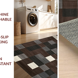 Ultra Soft Area Rug, Non Slip, Stain Resistant, Washable Area Rugs for Living Room, Bedroom, Creative Modern Patchwork Flair(Brown)
