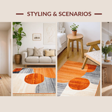 Ultra Soft Area Rug, Non Slip, Stain Resistant, Washable Area Rugs for Living Room, Bedroom, Rustic Minimalist Geometric Aesthetic(Orange)