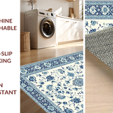 Elegant Ivory Blue Botanical Motif(Beige)