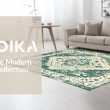 Ultra Soft Area Rug, Non Slip, Stain Resistant, Washable Area Rugs for Living Room, Bedroom, Rustic Minimalist Circular Aesthetic(Green)