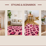 Ultra Soft Area Rug, Non Slip, Stain Resistant, Washable Area Rugs for Living Room, Bedroom, Fluffy Pink Leopard Rug for Girls Bedroom(Pink)