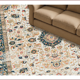 Ultra Soft Area Rug, Non Slip, Stain Resistant, Washable Area Rugs for Living Room, Bedroom, Chic Neutral Toned Leaf Patterns(Ivory)