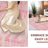 Ultra Soft Area Rug, Non Slip, Stain Resistant, Washable Area Rugs for Living Room, Bedroom, Soft Pastel Abstract Aesthetic(Pink)