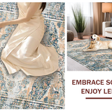 Ultra Soft Area Rug, Non Slip, Stain Resistant, Washable Area Rugs for Living Room, Bedroom, Contemporary Floret Design Style(Beige)