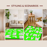 Ultra Soft Area Rug, Non Slip, Stain Resistant, Washable Area Rugs for Living Room, Bedroom, Whimsical Geometric Playtime Motif(Pink)