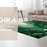 Ultra Soft Area Rug, Non Slip, Stain Resistant, Washable Area Rugs for Living Room, Bedroom, Rustic Forest Canopy Aesthetic(Green)