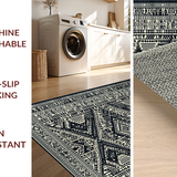 Ultra Soft Area Rug, Non Slip, Stain Resistant, Washable Area Rugs for Living Room, Bedroom, Chic Distressed Floral Composition(Black)