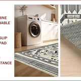 Ultra Soft Area Rug, Non Slip, Stain Resistant, Washable Area Rugs for Living Room, Bedroom, Rustic Cream and Black Trellis Motif(White)