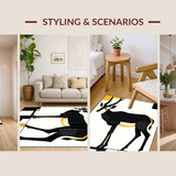 Ultra Soft Area Rug, Non Slip, Stain Resistant, Washable Area Rugs for Living Room, Bedroom, Stylish Earthy Tones with Animal Themes(Black)
