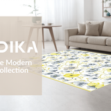 Ultra Soft Area Rug, Non Slip, Stain Resistant, Washable Area Rugs for Living Room, Bedroom, Elegant Subtle Flower Design(Yellow)