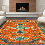 Ultra Soft Area Rug, Non Slip, Stain Resistant, Washable Area Rugs for Living Room, Bedroom, Inviting Minimalist Floral Fusion(Orange)