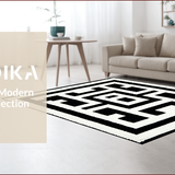 Ultra Soft Area Rug, Non Slip, Stain Resistant, Washable Area Rugs for Living Room, Bedroom, Geometric Black Stair Mats Slip Resistant Design(Black)