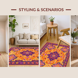 Ultra Soft Area Rug, Non Slip, Stain Resistant, Washable Area Rugs for Living Room, Bedroom, Playful Bright Patterned Bliss(Orange)