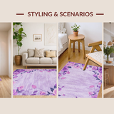 Ultra Soft Area Rug, Non Slip, Stain Resistant, Washable Area Rugs for Living Room, Bedroom, Soft Purple Rose Inspired Look(Purple)