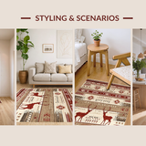 Ultra Soft Area Rug, Non Slip, Stain Resistant, Washable Area Rugs for Living Room, Bedroom, Cozy Warm Toned Organic Patterns(Brown)