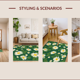 Ultra Soft Area Rug, Non Slip, Stain Resistant, Washable Area Rugs for Living Room, Bedroom, Nature-Inspired Irregular Floral Motif(Green)