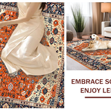 Ultra Soft Area Rug, Non Slip, Stain Resistant, Washable Area Rugs for Living Room, Bedroom, Rustic Orange and Navy Elegance(Orange)