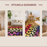 Ultra Soft Area Rug, Non Slip, Stain Resistant, Washable Area Rugs for Living Room, Bedroom, Wild Animal Pattern Living Room Statement Carpet(Black)
