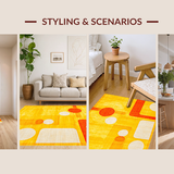 Ultra Soft Area Rug, Non Slip, Stain Resistant, Washable Area Rugs for Living Room, Bedroom, Retro Vibrant Geometric Motif(Yellow)