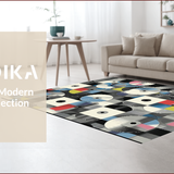 Ultra Soft Area Rug, Non Slip, Stain Resistant, Washable Area Rugs for Living Room, Bedroom, Lively Multicolor Circular Pattern(Gray)
