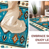 Ultra Soft Area Rug, Non Slip, Stain Resistant, Washable Area Rugs for Living Room, Bedroom, Artful Diamond Motif with Southwestern Vibes(Blue)