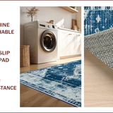 Ultra Soft Area Rug, Non Slip, Stain Resistant, Washable Area Rugs for Living Room, Bedroom, Artistic Floral Patterned Elegance(Blue)