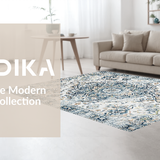 Ultra Soft Area Rug, Non Slip, Stain Resistant, Washable Area Rugs for Living Room, Bedroom, Vintage Floral Grey Aesthetic(White)