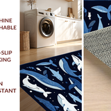 Ultra Soft Area Rug, Non Slip, Stain Resistant, Washable Area Rugs for Living Room, Bedroom, Whimsical Marine Animal Motif(Blue)