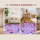 Ultra Soft Area Rug, Non Slip, Stain Resistant, Washable Area Rugs for Living Room, Bedroom, Modern Elegant Circular Aesthetic(Purple)