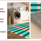 Ultra Soft Area Rug, Non Slip, Stain Resistant, Washable Area Rugs for Living Room, Bedroom, Modern Checked Living Room Carpet in Turquoise and Brown(Beige)