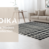 Ultra Soft Area Rug, Non Slip, Stain Resistant, Washable Area Rugs for Living Room, Bedroom, Elegant Black White Layered Stripe Pattern Rug with Textured Absorbency(Black)