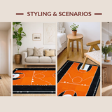 Ultra Soft Area Rug, Non Slip, Stain Resistant, Washable Area Rugs for Living Room, Bedroom, Vibrant Sporty Circular Floor Accent(Orange)